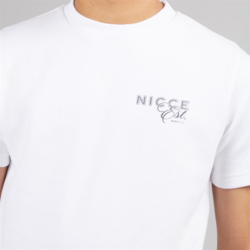 NICCE Junior Boys Sagit T-Shirt and Shorts Co-Ord Set White/Future Grey