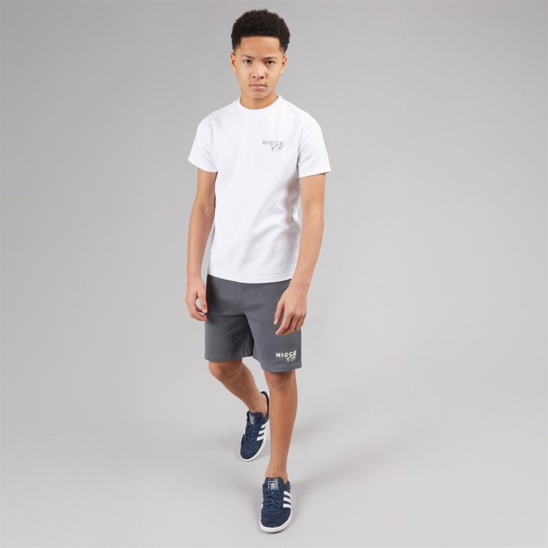 NICCE Junior Boys Sagit T-Shirt and Shorts Co-Ord Set White/Future Grey