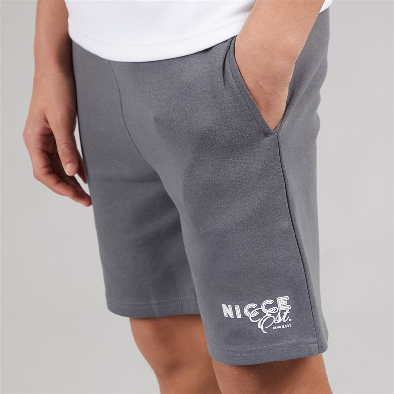 NICCE Junior Boys Sagit T-Shirt and Shorts Co-Ord Set White/Future Grey