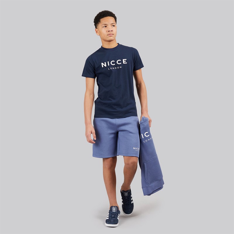 NICCE Boys Ajund T-Shirt Hoodie And Shorts Co-Ord Set Element Blue/Navy
