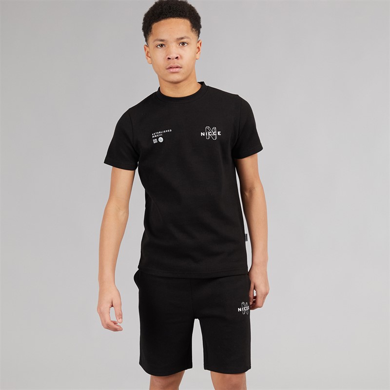 NICCE Junior Boys Teamit T-Shirt and Shorts Co-Ord Set Black
