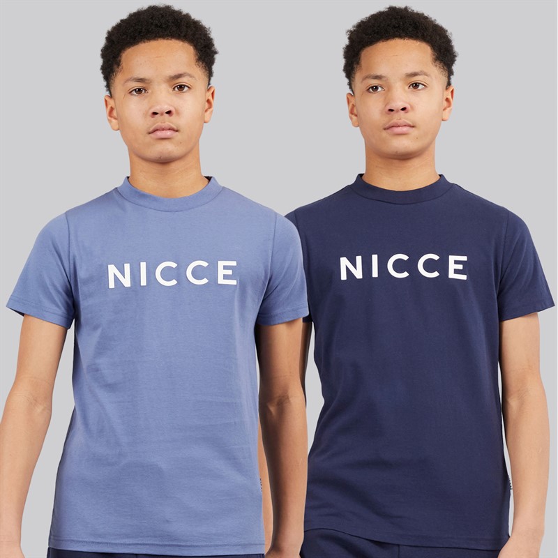 NICCE Boys Corlon Two Pack T-Shirt And Jog Shorts Co-Ord Set Dark Navy/Element Blue Dark Navy/ Element Blue