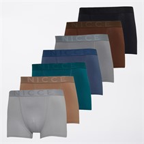 NICCE Mens Idora Seven Pack Boxers Indigo/Chalk Grey/Taupe/Classic Teal/Chocolate/Black/Circular Grey