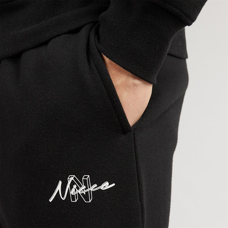 NICCE Mens Cozwei Hoodie And Open Hem Joggers Tracksuit Black