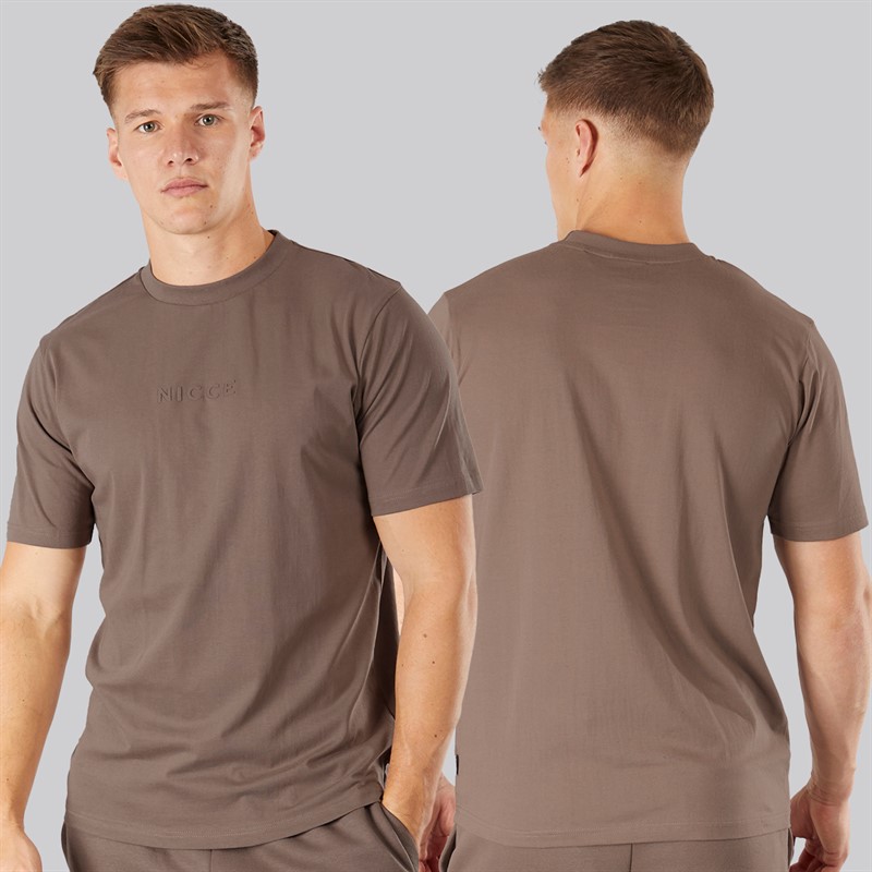 NICCE Mens Dinall Three Pack Hoodie T-Shirt And Joggers Set Mink