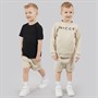 NICCE Boys Sweatshirt Shorts And T-Shirt Co-Ord Set Beige/Black