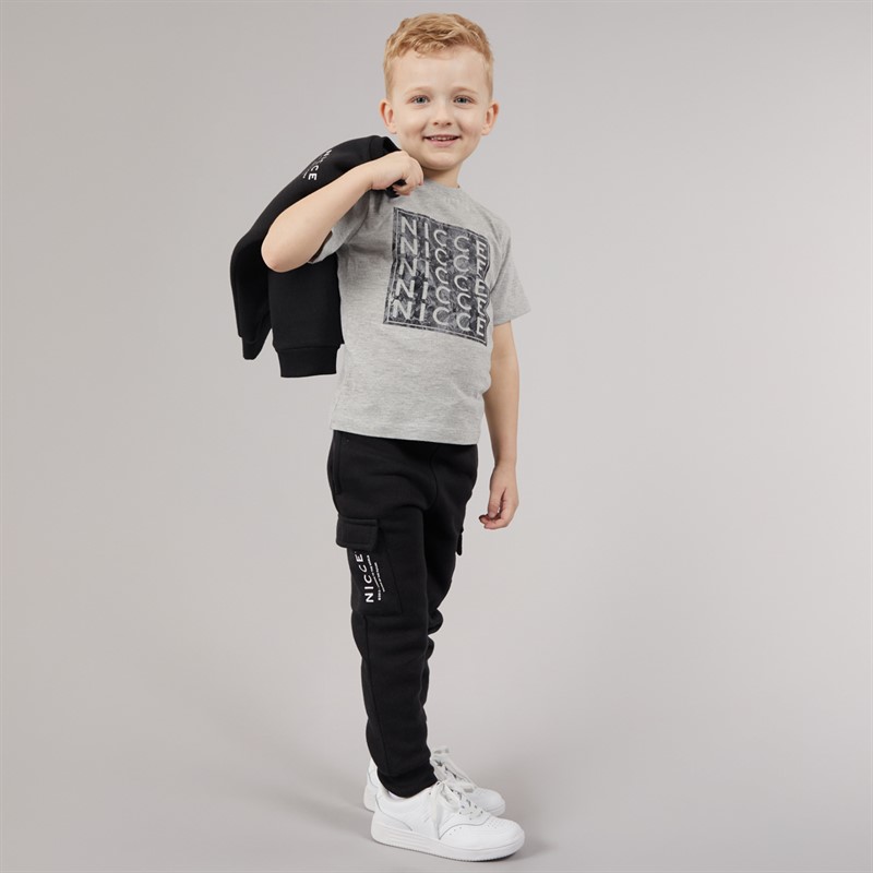 NICCE Boys Sweatshirt T-Shirt And Joggers Tracksuit Set Black