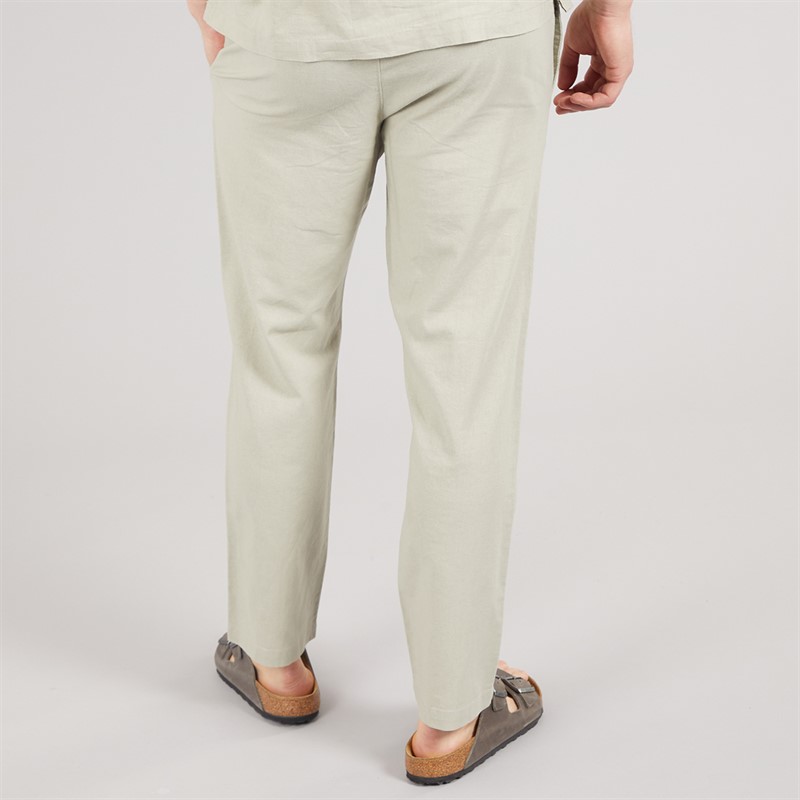 NICCE Mens Linee Linen Elasticated Waist Pants Grey Stone