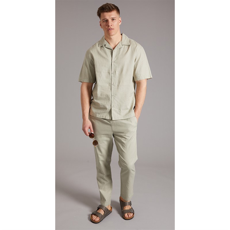 NICCE Mens Linee Linen Elasticated Waist Pants Grey Stone