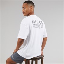 NICCE Mens Lovera Oversized T-Shirt And Jog Shorts Set White/Future Grey