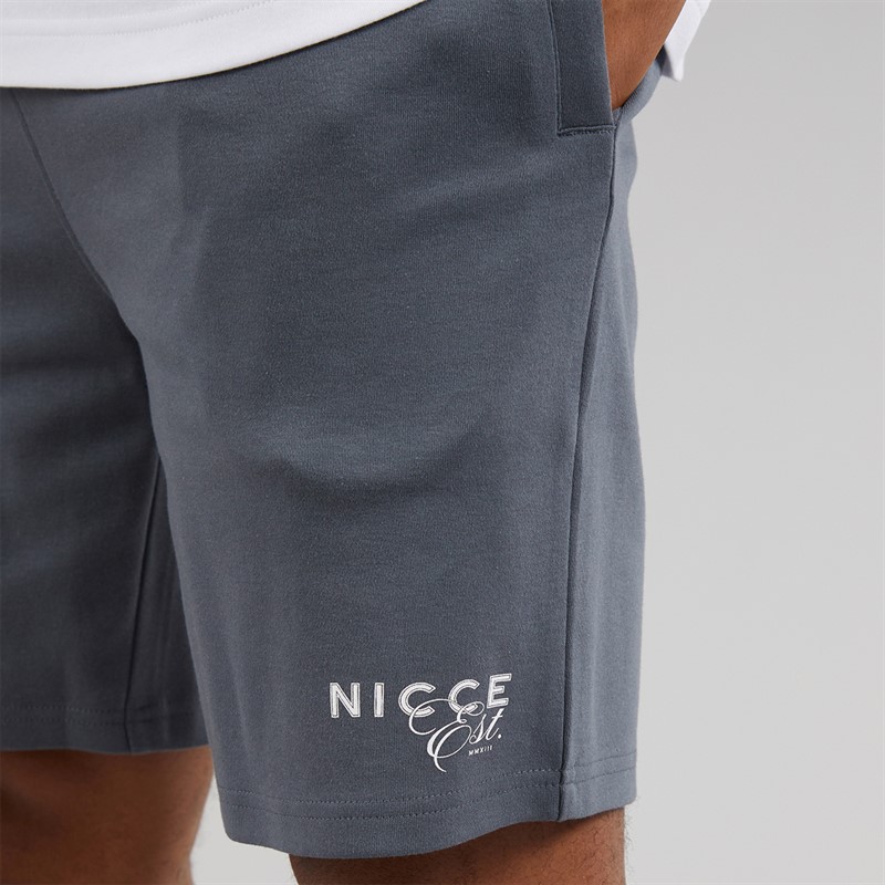 NICCE Mens Lovera Oversized T-Shirt And Jog Shorts Set White/Future Grey