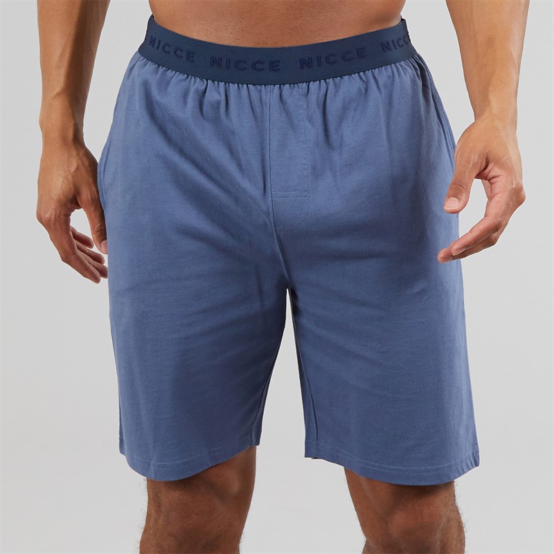 NICCE Mens Bexhill Jersey Lounge Shorts And T-Shirt Set Indigo