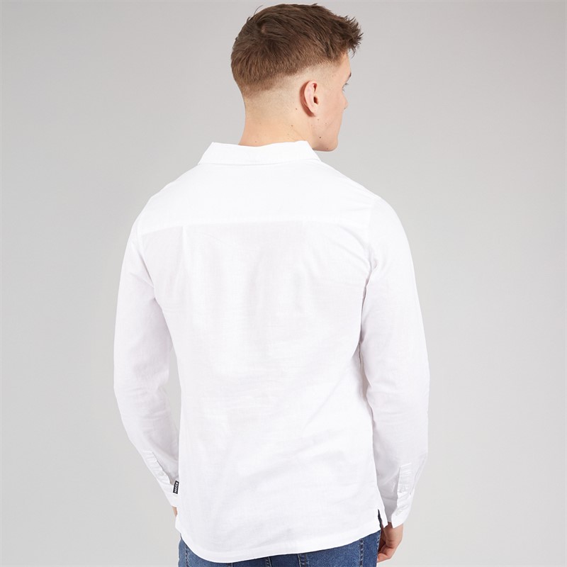 NICCE Mens Atkinson Linen Long Sleeve Shirt White