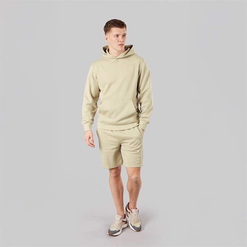 NICCE Mens Ernero Hoodie And Jog Shorts Co-Ord Set Grey Stone
