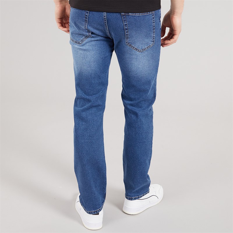 NICCE Mens Jeaper Regular Fit Jeans Mid Blue Wash