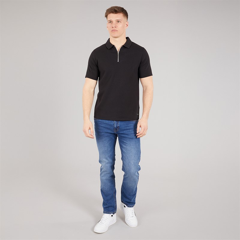 NICCE Mens Jeaper Regular Fit Jeans Mid Blue Wash