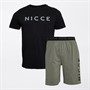 NICCE Mens Minnis Jersey Lounge T-Shirt And Shorts Set Black/Khaki