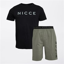 NICCE Mens Minnis Jersey Lounge T-Shirt And Shorts Set Black/Khaki