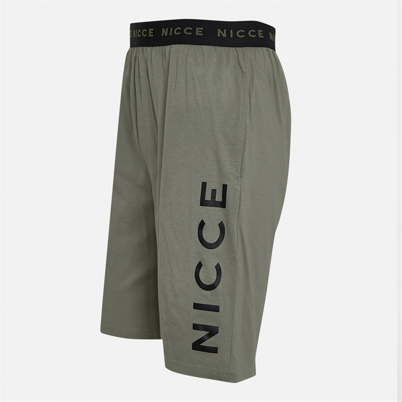 NICCE Mens Minnis Jersey Lounge T-Shirt And Shorts Set Black/Khaki