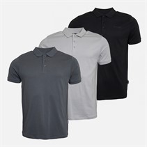 NICCE Mens Sinor Three Pack Jersey Polo Shirts Chalk Grey/Steel Grey/Black