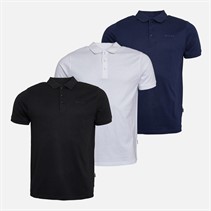 NICCE Mens Orsoni Three Pack Jersey Polo Shirts Black/White/Dark Navy
