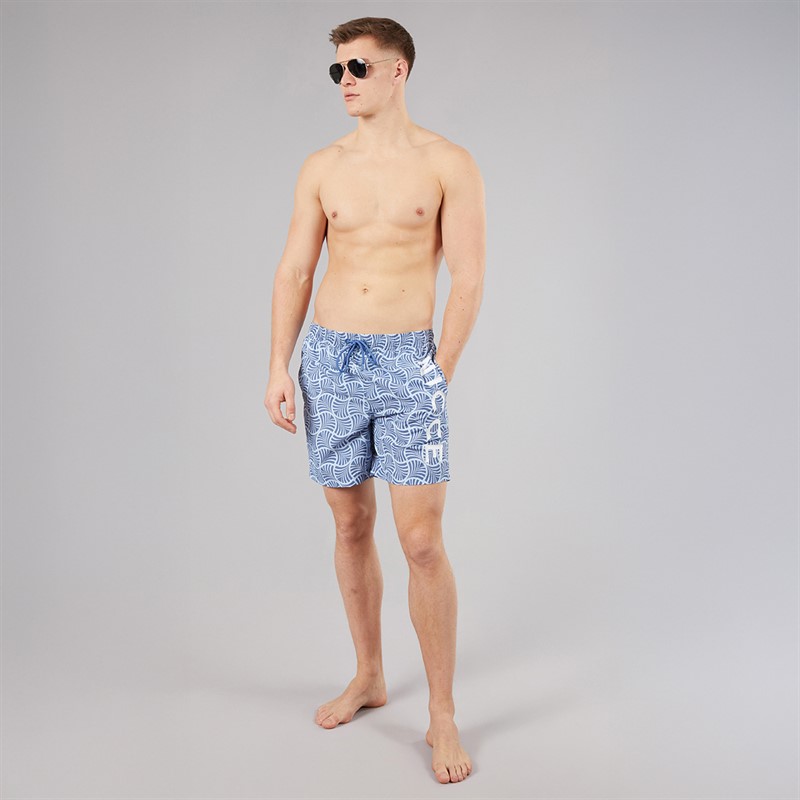 NICCE Mens Fernce AOP Swim Shorts Element Blue Aop