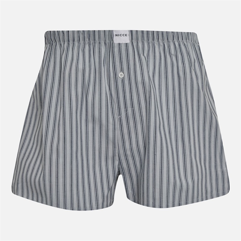 NICCE Mens Apont Three Pack Woven Boxer Shorts Navy Stripe/Blue Aura/Navy Check