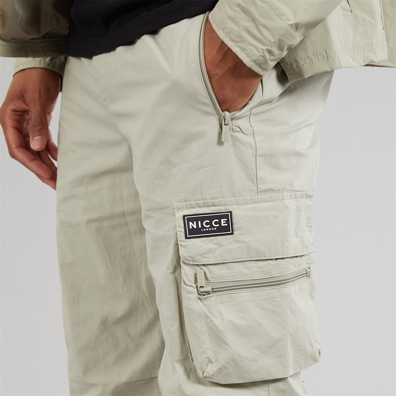 NICCE Mens Baggi Loose Fit Cargo Pants Grey Stone