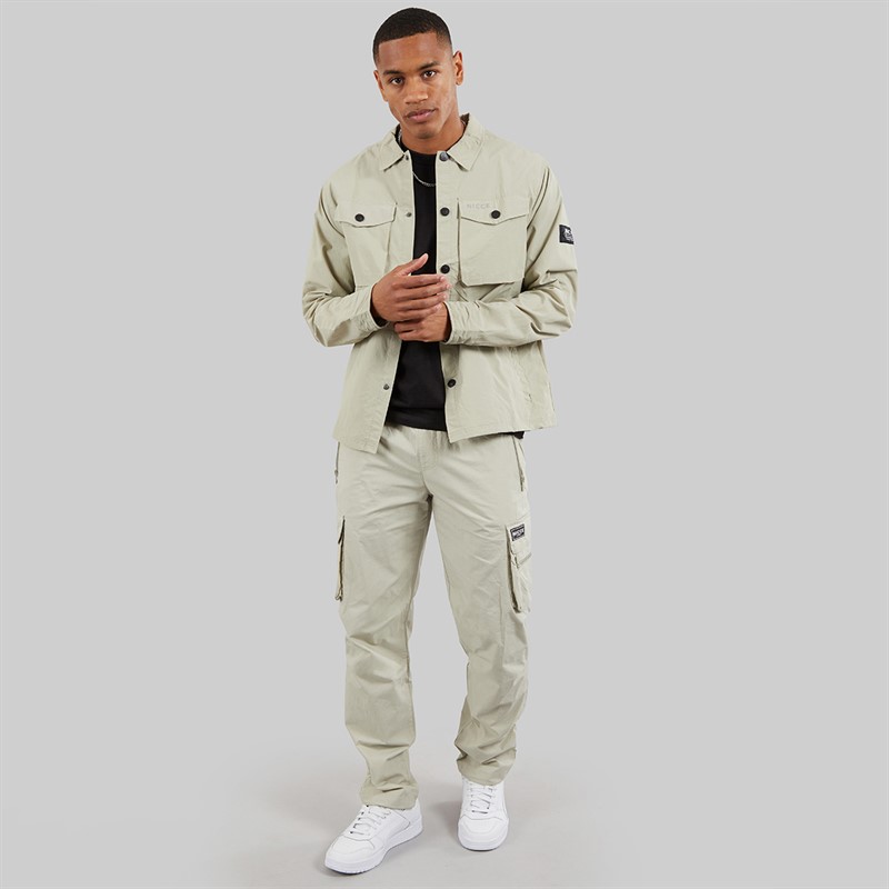 NICCE Mens Baggi Loose Fit Cargo Pants Grey Stone