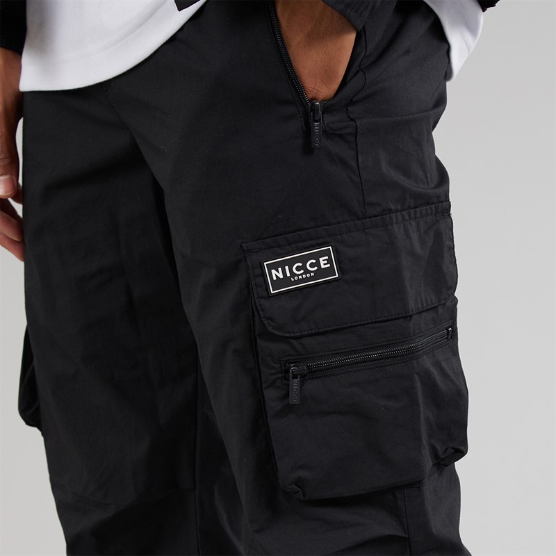 NICCE Mens Baggi Loose Fit Cargo Pants Black