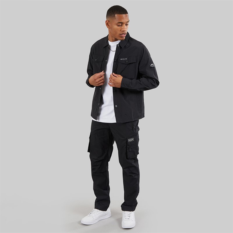 NICCE Mens Baggi Loose Fit Cargo Pants Black