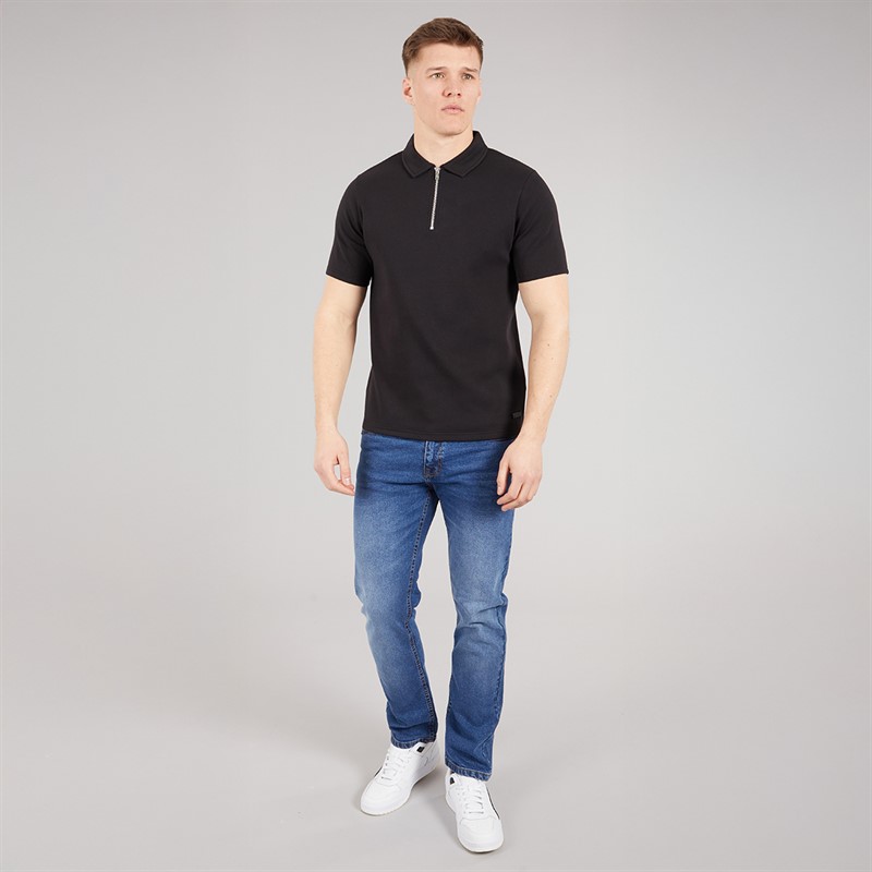 NICCE Mens Luxe Quarter Zip Polo Shirt Black