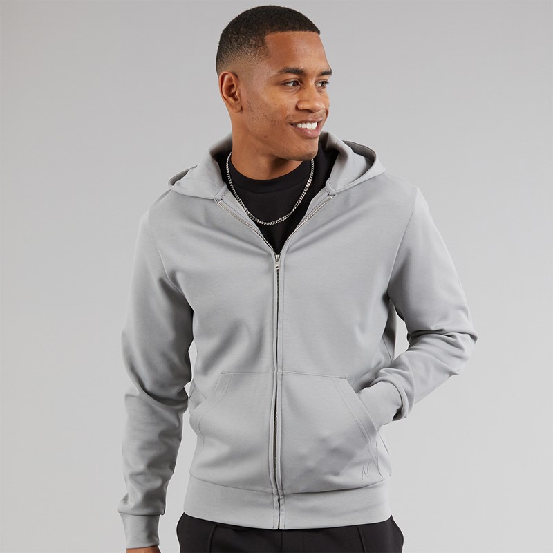 NICCE Mens Luxe Zip Through Hoodie Circular Grey