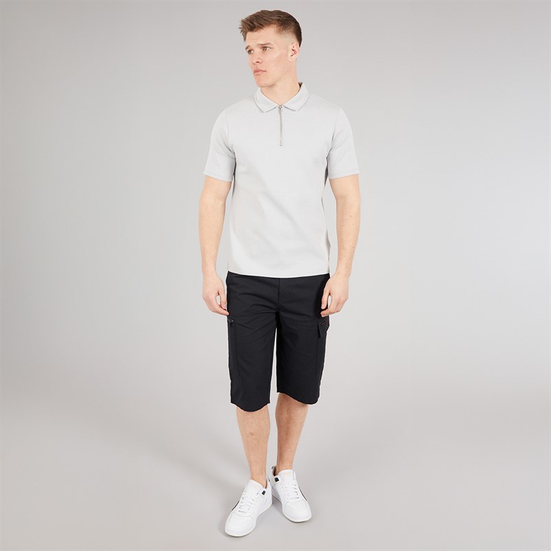 NICCE Mens Luxe Quarter Zip Polo Shirt Chalk Grey