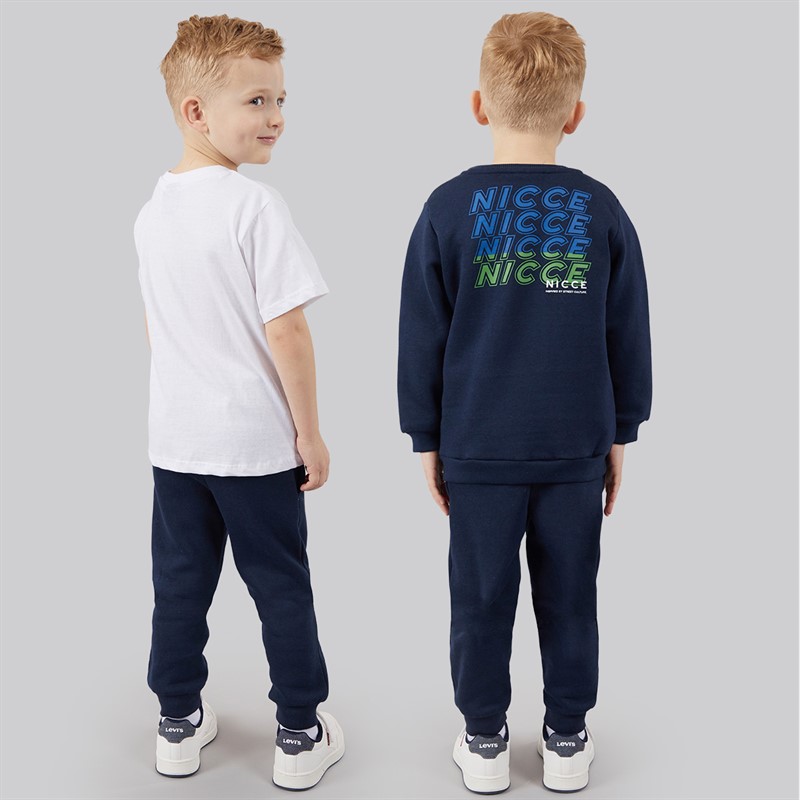 NICCE Boys Sweatshirt T-Shirt And Joggers Tracksuit Set Navy