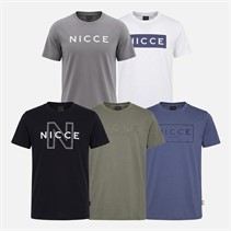 NICCE Boys Thacker Five Pack T-Shirts Circular Grey/Element Blue/Shadow/Black/White