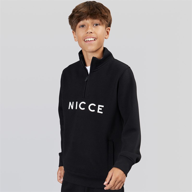 NICCE Boys Naldo 1/4 Zip Funnel Neck Sweatshirt Black