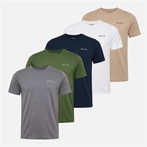 NICCE Mens Bardwell Five Pack T-Shirts Dark Stone/Steel Grey/White/Navy/Khaki