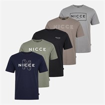 NICCE Mens Gilder Five Pack T-Shirts Circular Grey/Dark Navy/Shadow/Black/Satellite Circular Grey/Dk Navy/Shadow/Black/Satellite