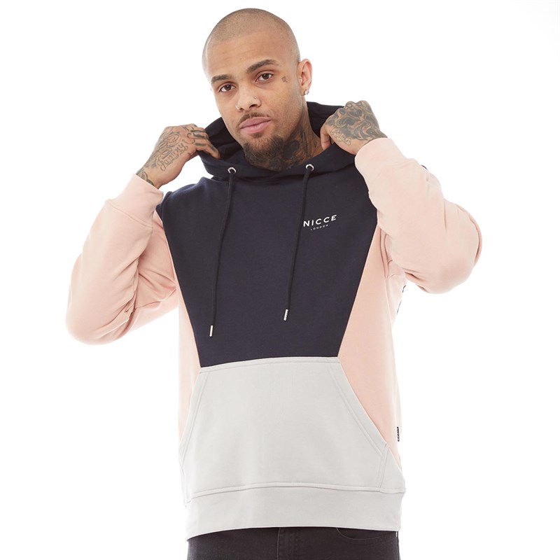 Buy NICCE Mens Hoodie With Chest Logo Navy/Pink/Grey