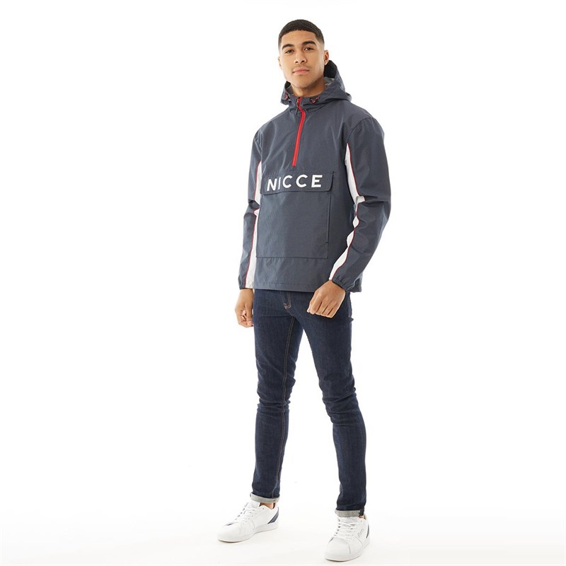 Buy NICCE Mens Henley Jacket Navy Reflective Check