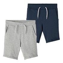 Name It Jongens Vermo Set van 2 Lange Shorts Grijs Melange