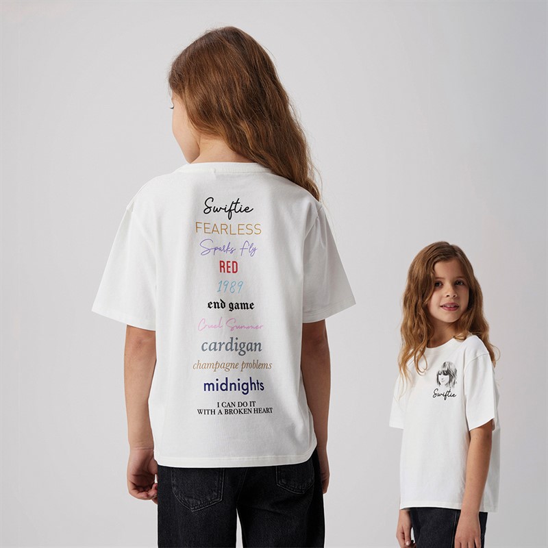 Name It Girls Fern Taylor Swift T-Shirt Bright White