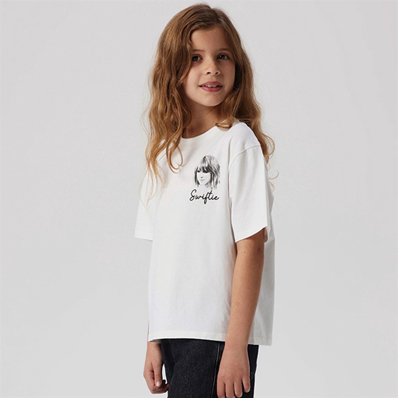 Name It Girls Fern Taylor Swift T-Shirt Bright White