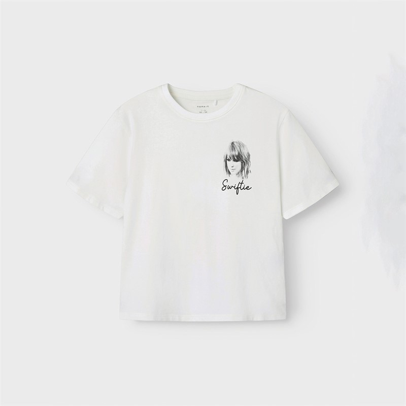 Name It Girls Fern Taylor Swift T-Shirt Bright White