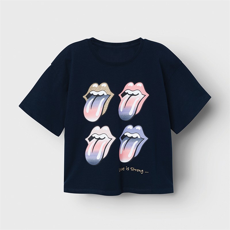Name It Piger Narina Rolling Stones T-Shirt Mørk Safir