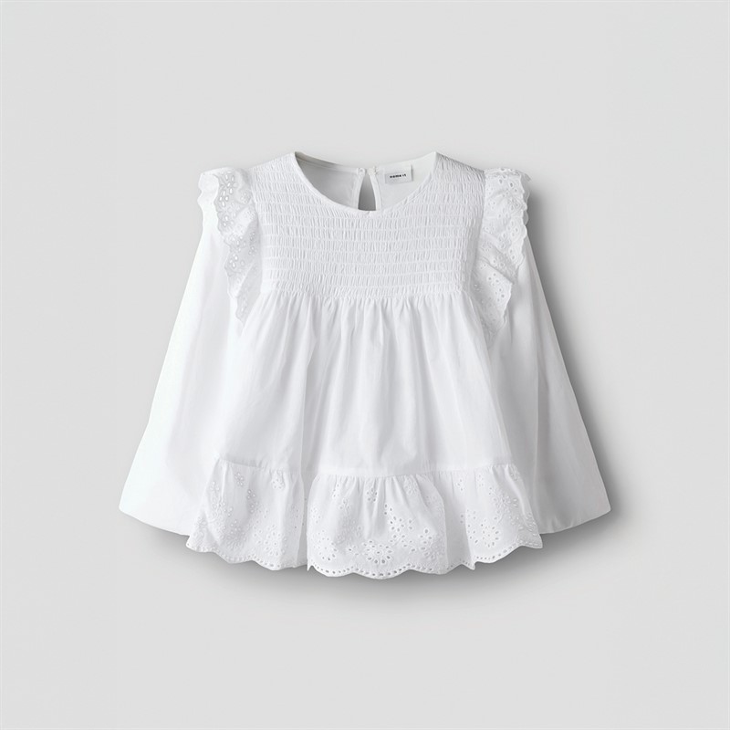 Name It Piger Fitora Kortærmet Skjorte Bright White