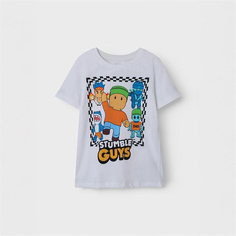 Name It Faunus Stumbleg T-Shirt dla chłopca kolor jaskrawobiały - Rozmiar 146-152