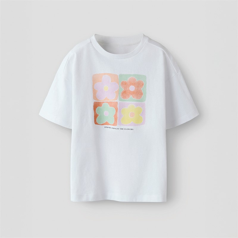 Name It Piger Fie T-Shirt Lys Hvid - Blomster