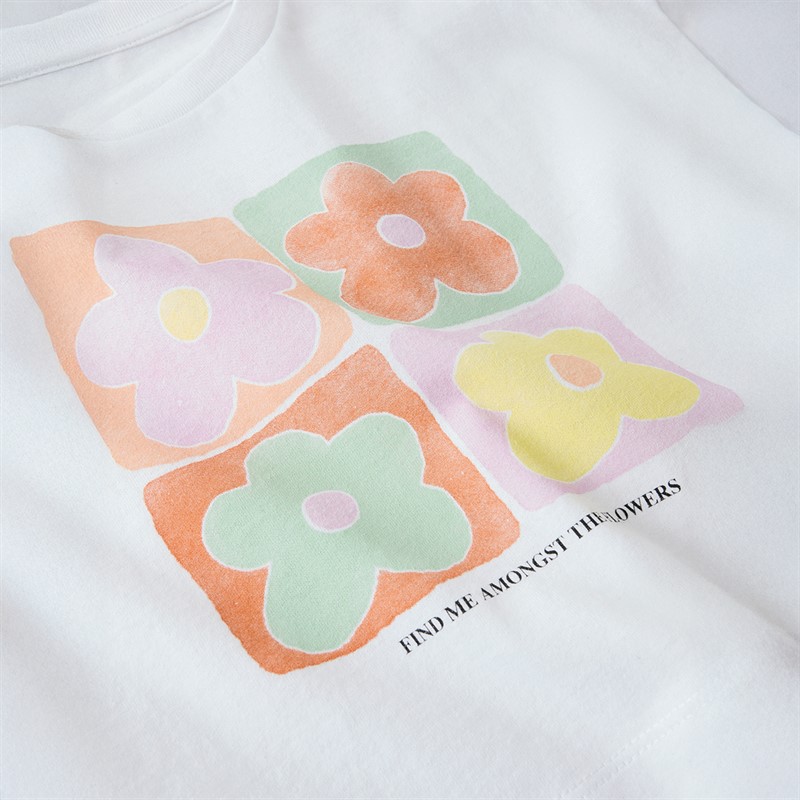 Name It Piger Fie T-Shirt Lys Hvid - Blomster